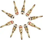 OSALADI Gold Plated Banana Plug Connectors 5 Pairs 4mm Open Screw Type for Speaker Wire and Audio Systems