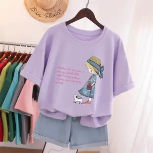 夏天韓國童裝2023新款t恤女童純棉兒童短袖大童親子上衣寬松體恤