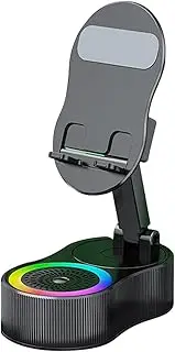 Smartphone Stand - Mobile Phone Stand - Adjustable Portable RGB Mount with Microphone Speaker for Counter Vanity Nightstand Travel Car Airplane Bedroom