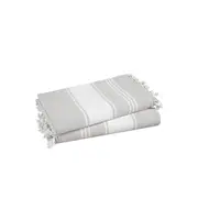 Set of 2 Chambray Turkish Beach Towels - Grey