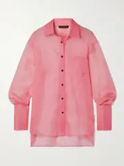 [Kiki de Montparnasse] Kiki de Montparnasse - Laser-cut Silk-organza Shirt - Bubblegum - large large Pink