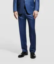 $998 Canali 36W Men's Blue Wool Flat Front Striped Suit Trousers Pants Italy
