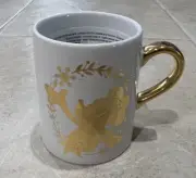 2022 Disney Parks Mickey & Minnie Mouse Winter White & Gold Coffee Mug