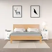 Bedside Cabinets 2 pcs White 50x35x61.5 cm Solid Wood Pine Bedroom Storage