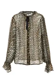 GANNI 'Leopard Print Chiffon Tie String' Shirt