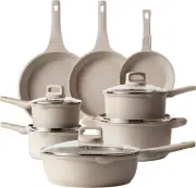 13Pcs Pots and Pans Set Non Stick, Taupe Nonstick Cookware Set, Frying Pans with