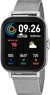 Lotus Power 50044/1 Men's Digital Smartwatch Watch with Stainless Steel Strap, Silver, Silver, 50044/1