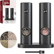 Set Two of Electric Salt and Pepper Grinder with Adjustable Coarseness and White LED Light for BBQ Restanrant Home Kitchen