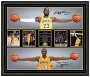 LEBRON JAMES & KOBE BRYANT WINGS LA LAKERS SIGNED LTD ED FRAMED MEMORABILIA