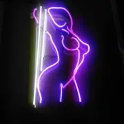 Sexy Girl Stripper Pole Dance Acrylic Neon Lamp Sign 14" Light Glass Decor EX114