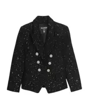Balmain Kids Sequin Embellishment Double-Breasted Blazer 12Y Black