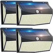 318 LEDs Motion Sensor Outdoor Lights 600LM 6500K Solar Powered Flood Lights Outdoor IP67 Waterproof with 3 Modes 270° Wide Angle Security Wall Lights for Outside Yard Garden- 4 Pack