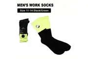 6 PAIRS Cotton Men's Work Socks Size 11-14 Green Black Thick High Visibility