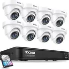 ZOSI 5MP 3K Lite 8 Channel H.265+ Home Security Camera 8CH-8Cam-1TB, white