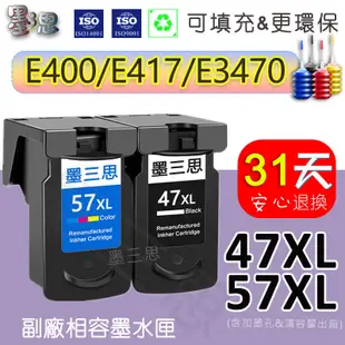 Canon PG 47 CL 57 可填充墨水匣 E460 E410 E4270 E3470 E3370 E3170