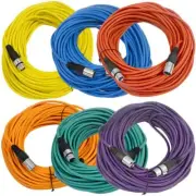 6 Pack of Multi-Color 100 Ft XLR Microphone Cables Mic Cords