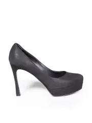 Black Suede Metallic Platform Heels