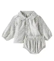[Rylee + Cru] Rylee + Cru Baby Nellie cotton shirt and bloomers set M 18-24 white