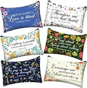 Zonon 6 Pack Bible Verse Pencil Pouch Faith Rustic Floral Patterned Inspirational Quote Pencil Case Scripture Study Supplies Makeup Bags for Christian Women Man(8.7 x 5.5 Inch,Novel Style)