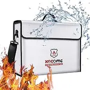 Fireproof Document Bag, Large Fire Safe Storage Bag(16.5 x 13 x 5.1inches) with Silicone Coating & Zipper Closure, Portable Safe Fireproof Bag Kit for Documents and Valuables Storage