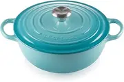 [Le Creuset] Signature Enamelled Cast Iron La Marmite Casserole Dish with Lid, 26 cm, 4.1 Litre, Teal, 21114261700430