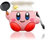 Viwind Silicone Airpods 3rd Generation Case Cover with Carabiner Keychain Hook,Cute Funny Unique 3D Anime Airpod 3 Case,Shockproof Protective Skin Case Cover Support Wireless Charging-Kirby