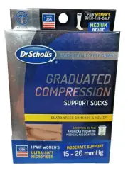 Dr Scholl's Ladies Biege Compression Socks 15-20 mmHg Med 5.5/7.5 Over Calf New
