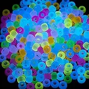 1000 Pcs Acrylic 9 Color Pony Beads 6x9mm Bulk Glow in The Dark for Necklace Friendship Bracelet Making Hair Beads for Braids Kandi Beads (Beads-WithoutThread)