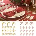 18Pcs Gold Napkin Ring Bow Shape Napkin Ring Holder Exquisite Serviette FaSMx