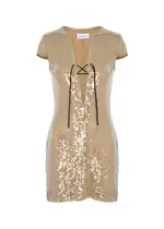 16 Arlington Seer Sequin Mini Dress - Beige - 8 8