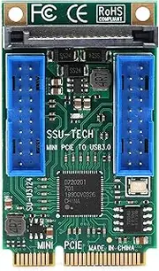 MINI PCIE to USB3.0 Efficient Expansion Card for/Users with UPD720202 Chipset, Plug and Play for Computer Accessories (Double 19 PIN (10313))
