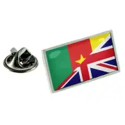 United Kingdom UK & Cameroon Split Flag Silver Lapel Pin Badge