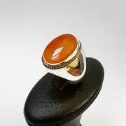 Carnelian Brown Agate Stone Ring - Beautiful Gift Ring For Muslim Brothers 925