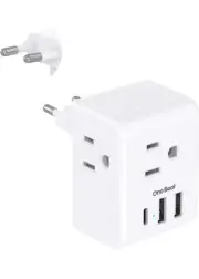 European International Travel Power Plug Adapter Type C with 4 AC Outlets 3 USB