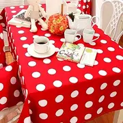 EHOMERY Modern Dining Table Cloth Table Cover 8 Seater Big Polka Dot Table Cloth for 4 Rectangular Seater Outdoor Tablecloth Clips for Wind Cotton Red Table Decoration 110X170Cm