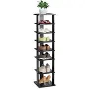Costway 7-Tier Industrial Shoe Rack Storage Tower Cabinet w/Detachable Board Entryway Shoe Organizer, Black