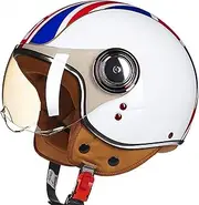 DOT Approved, 3/4 Retro Helmet, Open Face Motorcycle Helmet for Adults, Dual Visors Men’s and Women’s Motorbike Casco for Moped Cruiser and Chopper