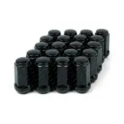SAAS Wheel Nuts Flat Head Bulge 14x 1.5 Black Finish 45mm Length Pack of 20