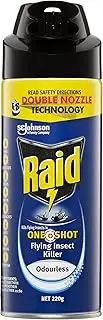 [Raid] One Shot Flying Insect Killer, Flying Insect Spray with Double Nozzle, Odourless, 220g, 1 Count