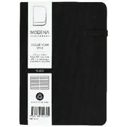 Modena A6 Linen Ruled Notebook Black