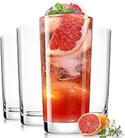 Drinking Glasses Highball Glasses Set of 4, Water Glasses 16oz, Wide mouth design Lead-Free Crystal Glassware, Cocktail Glasses Drinking Set, Tall Glass Cups for Mojito and Tom Collins