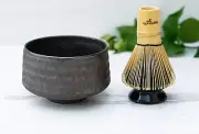 Dark Matcha Set: Matcha Bowl, Bamboo Matcha Whisk, Ceramic Whisk Holder