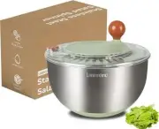 Lunememo Stainless Steel Salad Spinner, Lettuce Spinner With Drain, Non-Slip BPA