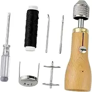 ａ aternee Leather Sewing Awl Stitching Awl Tool Professional Versatile Repair Stitch Tool with Waxed Thread for Heavy Cloth Bags Belt, A