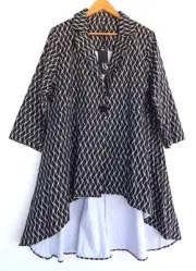 New Taking Shape Jacket 20 Womens Black White Hi Low Shoulder Pads Lightweight