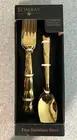 Bombay Ariella 12 pc Fine Stainless Steel Gold Flatware Set 6 Tablespoons/ Forks