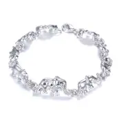 Crystals By Swarovski Lucky Elephant Bracelet Rhodium Overlay 7.5 Inch New