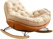 AUPRES Living Room Bedroom Rocking Chair Lounge Chair Rocking Chair with Cushion for Living Room Bedroom Porch Backyard Balcony Offices，for Adults Supports(Off White+Orange)