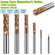 4 Flute Tungsten steel Titanium Coated HRC60 Nose End Mills , CNC Milling Cutter
