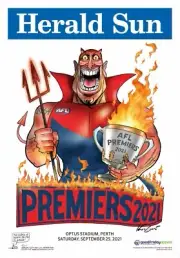 2021 AFL PREMIERS MELBOURNE DEMONS POSTER MARK KNIGHT WEG PREMIERSHIP HERALD SUN